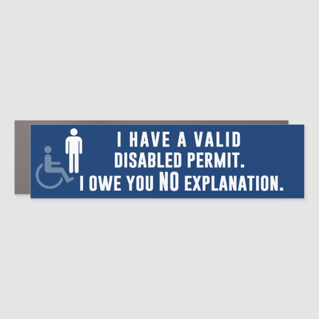 Disabled Permit Explanation Invisible Disability Car Magnet (Front)