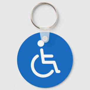 Disabled sign or handicapped symbol blue and white keychain