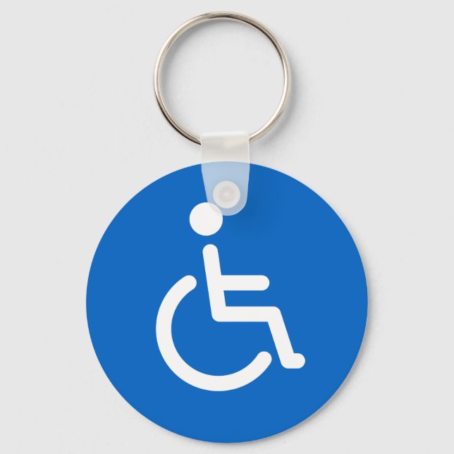 Disabled sign or handicapped symbol blue and white keychain (Front)