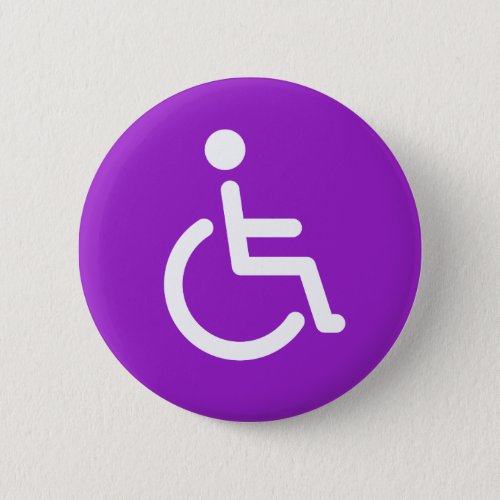 Disabled symbol or purple and white handicap sign pinback button