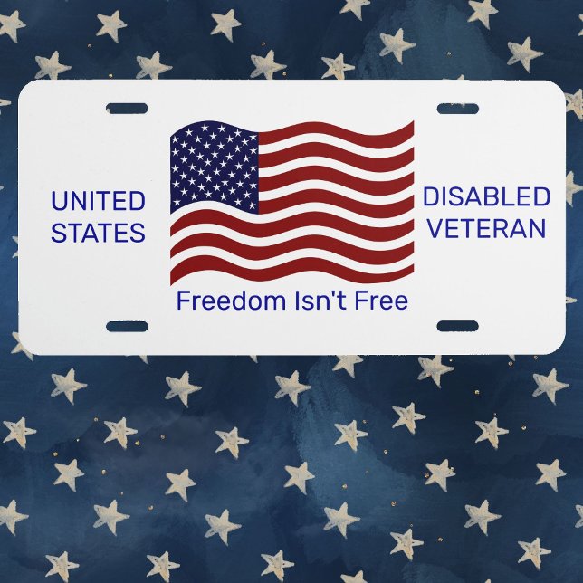 Disabled Veteran USA Flag Custom Text Vanity License Plate (Creator Uploaded)