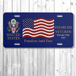 Disabled Veteran Usa Flag Custom Text Vanity License Plate at Zazzle