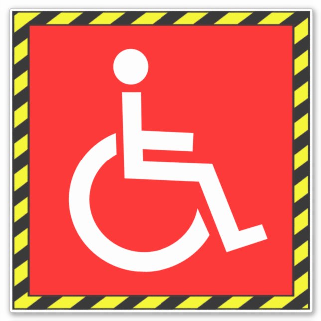Disabled Wheelchair Symbol - Red Handicap Sticker (Front)