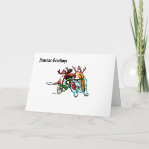 Disabled Xmas Basset Hound Greetings Card