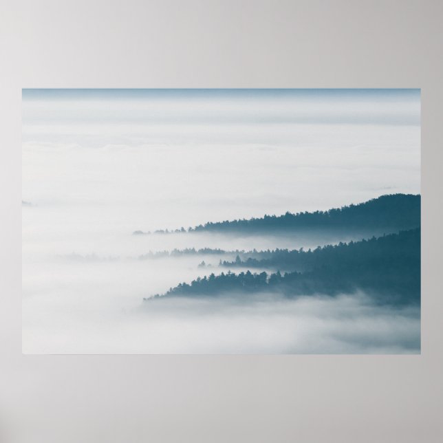 DIsappearing hills in fog Poster (Front)