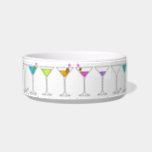 DISAPPEARING MARTINI SNACK or PET BOWL<br><div class="desc">Six contemporary Martinis in a rainbow of colors in descending order of fullness to empty - Going,  Going,  GONE! The olives disappear too!  Feel free to personalize.</div>