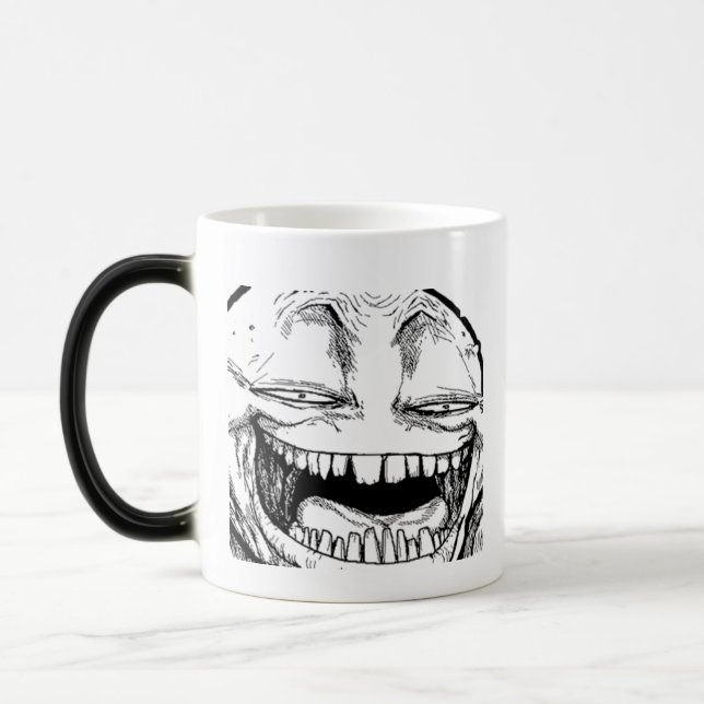 Disappearing Smiling Troll Face Coffee Cup Mug (Left)