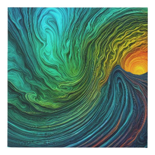 Disappearing Sun Abstract Fractal Waves Faux Canvas Print