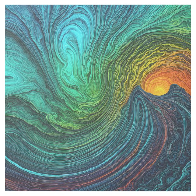 "Disappearing Sun" Abstract Fractal Waves Gallery Wrap (Front)