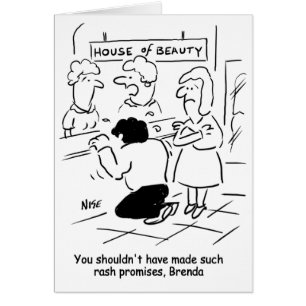 Disappointed husband in Beauty Salon. Funny Cards