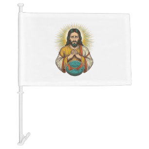 Disappointed Jesus Deflated Exercise Ball Gym Fail Car Flag