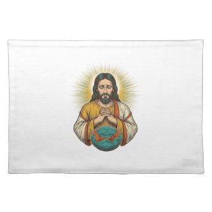 Disappointed Jesus Deflated Exercise Ball Gym Fail Cloth Placemat