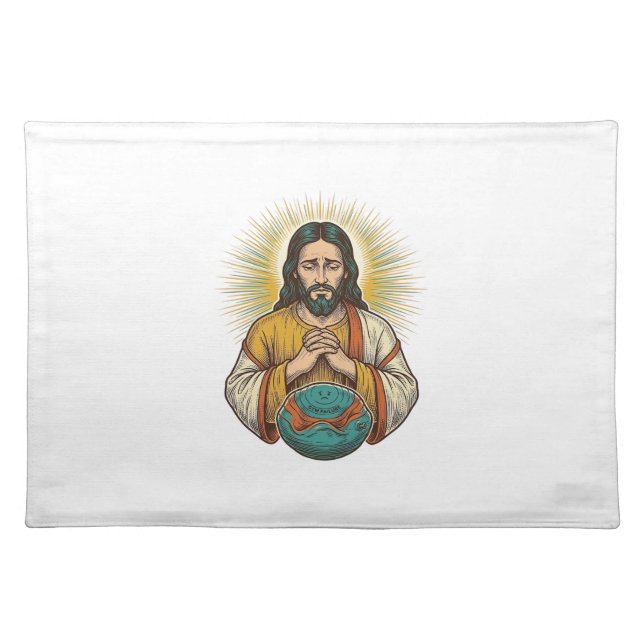 Disappointed Jesus Deflated Exercise Ball Gym Fail Cloth Placemat (Front)