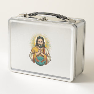 Disappointed Jesus Deflated Exercise Ball Gym Fail Metal Lunch Box