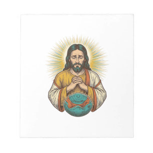 Disappointed Jesus Deflated Exercise Ball Gym Fail Notepad