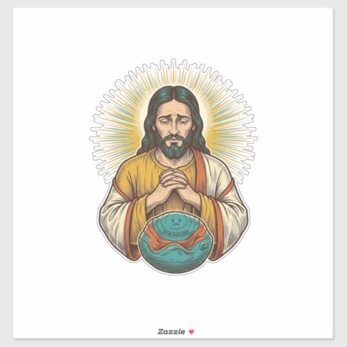 Disappointed Jesus Deflated Exercise Ball Gym Fail Sticker