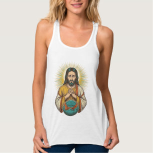 Disappointed Jesus Deflated Exercise Ball Gym Fail Tank Top