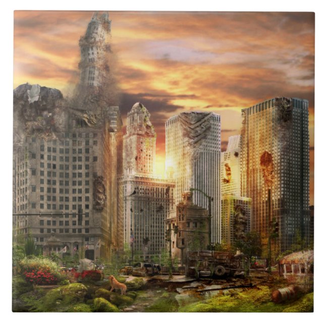 Disaster - Chicago, IL - Gotta walk the dog Ceramic Tile (Front)