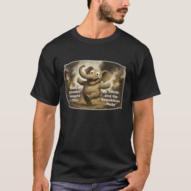 Disaster elephant cartoon T-Shirt (Front)
