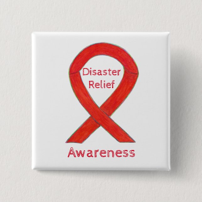 Disaster Relief Awareness Ribbon Custom Pins (Front)