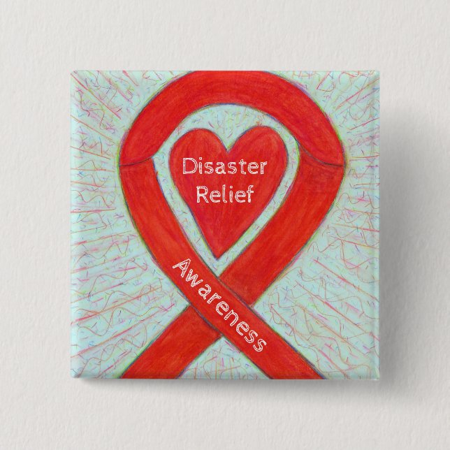 Disaster Relief Awareness Ribbon Custom Pins (Front)