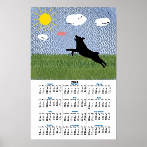 Disc Dog _ Catching the Disc 2024 Calendar Poster