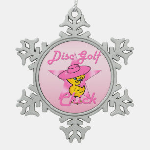 Disc Golf #8 Snowflake Pewter Christmas Ornament