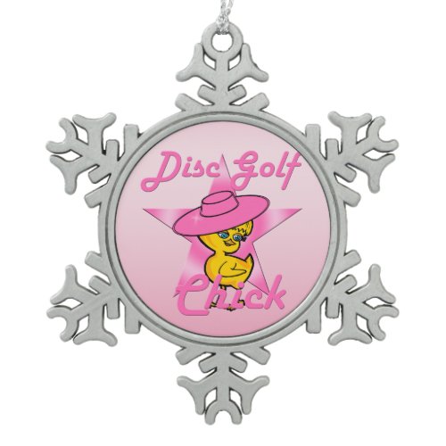Disc Golf #8 Snowflake Pewter Christmas Ornament