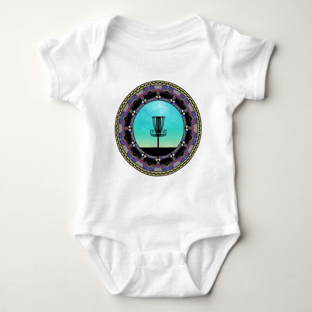 Disc Golf Abstract Basket 3 Baby Bodysuit (Front)