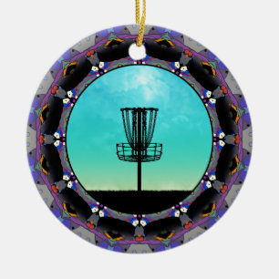 Disc Golf Abstract Basket 3 Ceramic Ornament