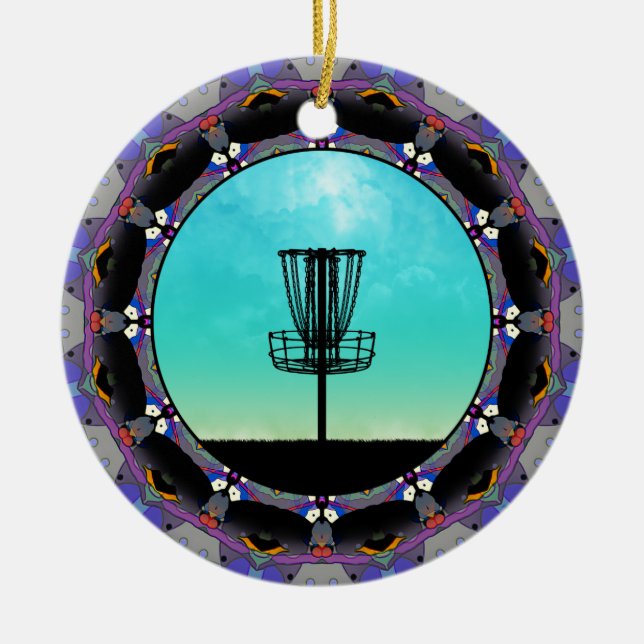 Disc Golf Abstract Basket 3 Ceramic Ornament (Front)