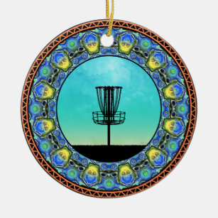Disc Golf Abstract Basket 5 Ceramic Ornament