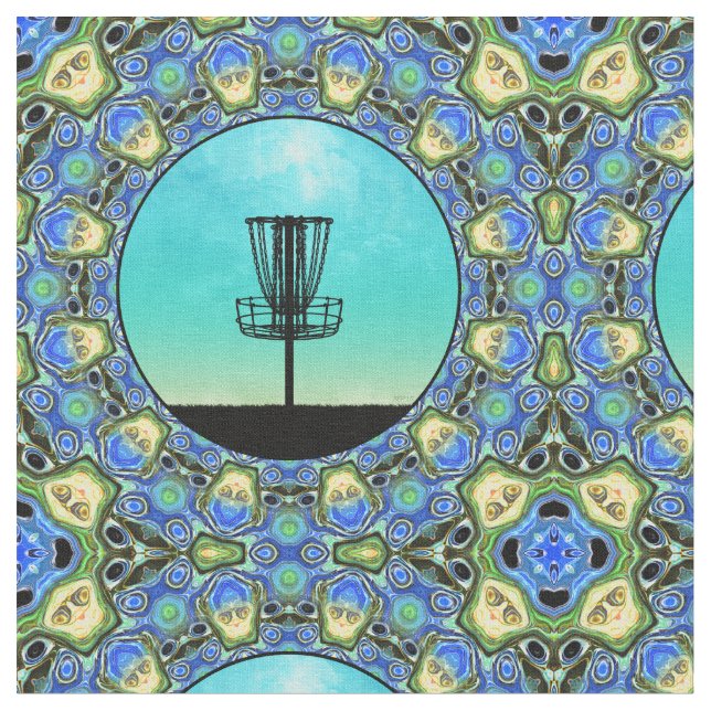 Disc Golf Abstract Basket 5 Fabric (Close Up)