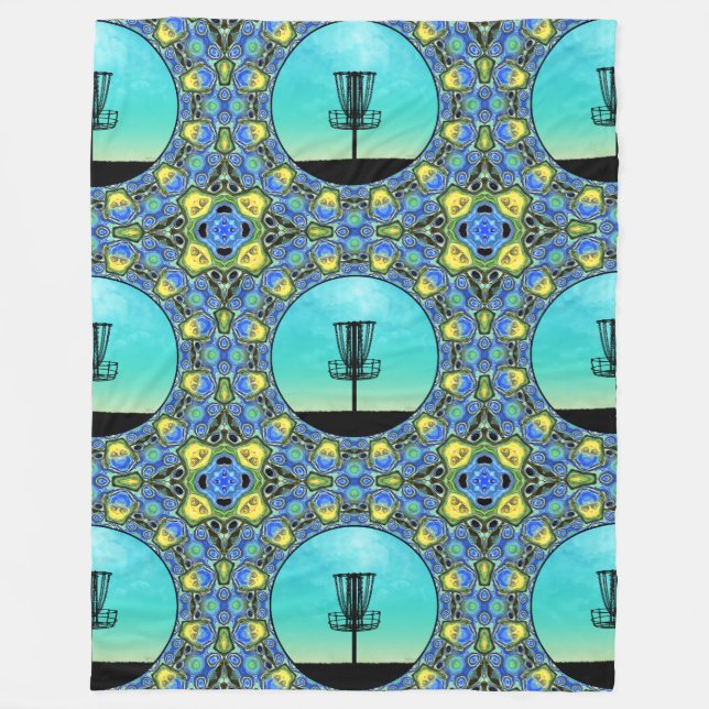 Disc Golf Abstract Basket 5 Fleece Blanket (Front)
