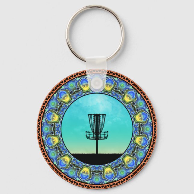 Disc Golf Abstract Basket 5 Keychain (Front)