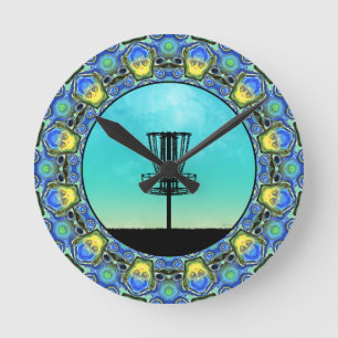 Disc Golf Abstract Basket 5 Round Clock