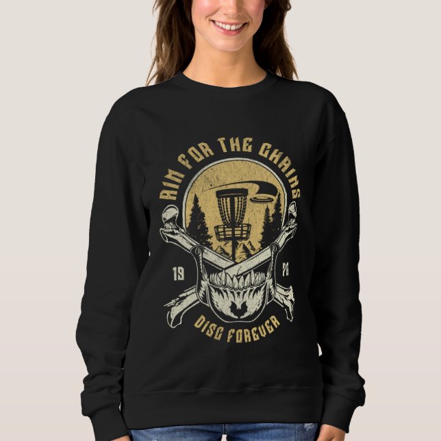 Disc Golf Aim For The Chains Skull Sweatshirt (Front)