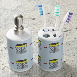 Golf Bath Accessory Sets Zazzle Disc Golf All Over Print Bathroom Decor Set