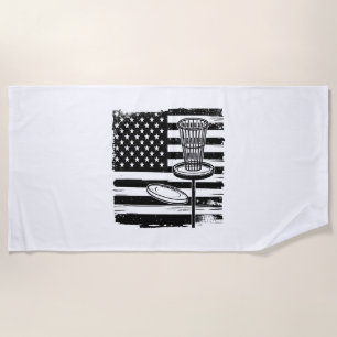Disc Golf American Flag Beach Towel