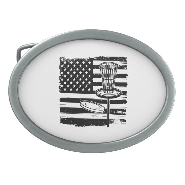 Disc Golf American Flag Belt Buckle (Front)