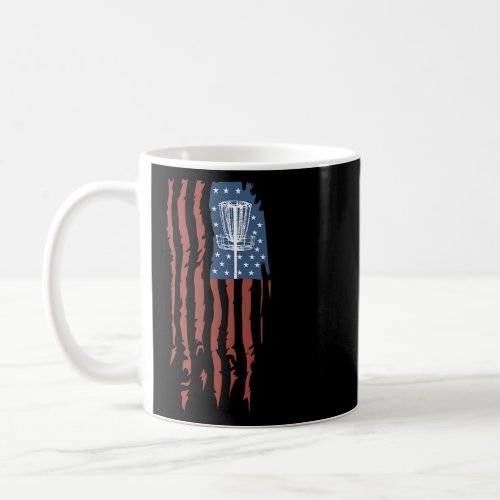 Disc Golf American Flag Retro Frisbee Sports Gift  Coffee Mug
