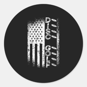 Disc Golf American Flag USA Patriot Classic Round Sticker