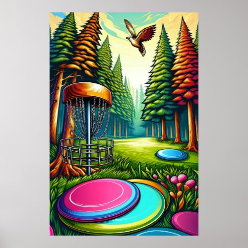 Disc Golf and Eagle themed   Poster