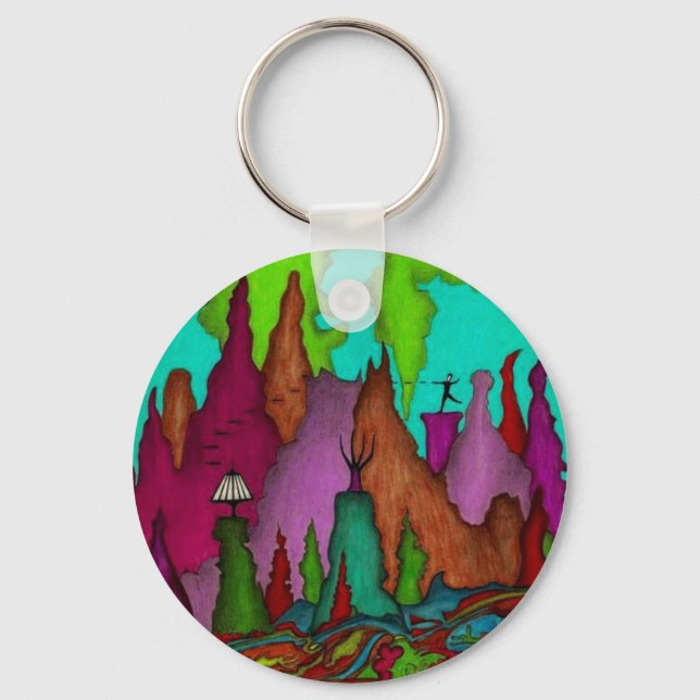Disc Golf Art Bag Tag-Key Chain Keychain (Front)
