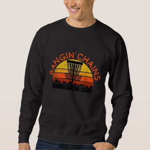 Disc Golf Bangin Chains Retro Vintage Sunset Graph Sweatshirt