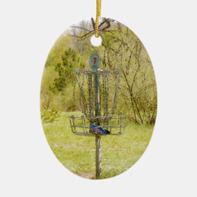 Disc Golf Basket 7 Ceramic Ornament (Front)