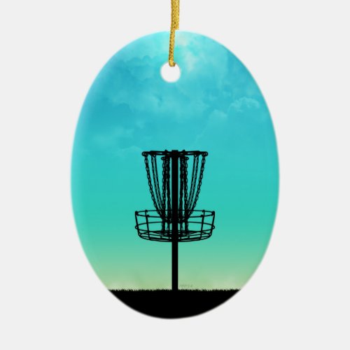 Disc Golf Basket Ceramic Ornament