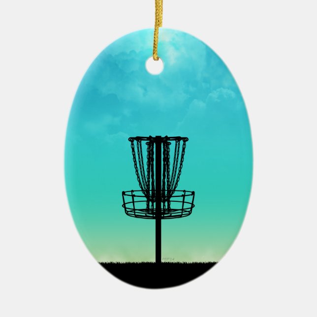 Disc Golf Basket Ceramic Ornament (Front)