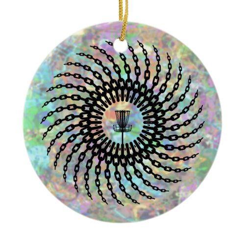 Disc Golf Basket Chains Ceramic Ornament