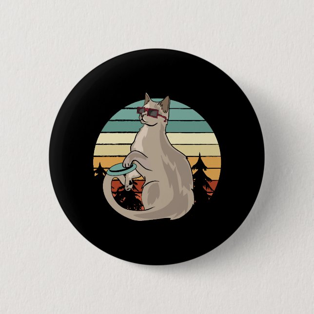 Disc Golf Basket Funny Cat Gift Player Button (Front)
